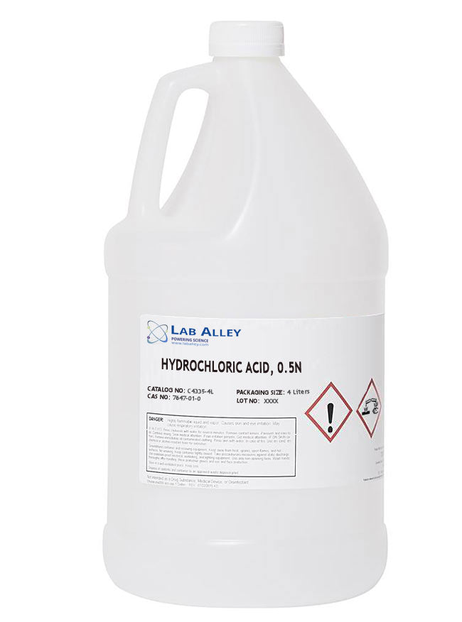 Hydrochloric Acid, 0.5N, 4 Liters