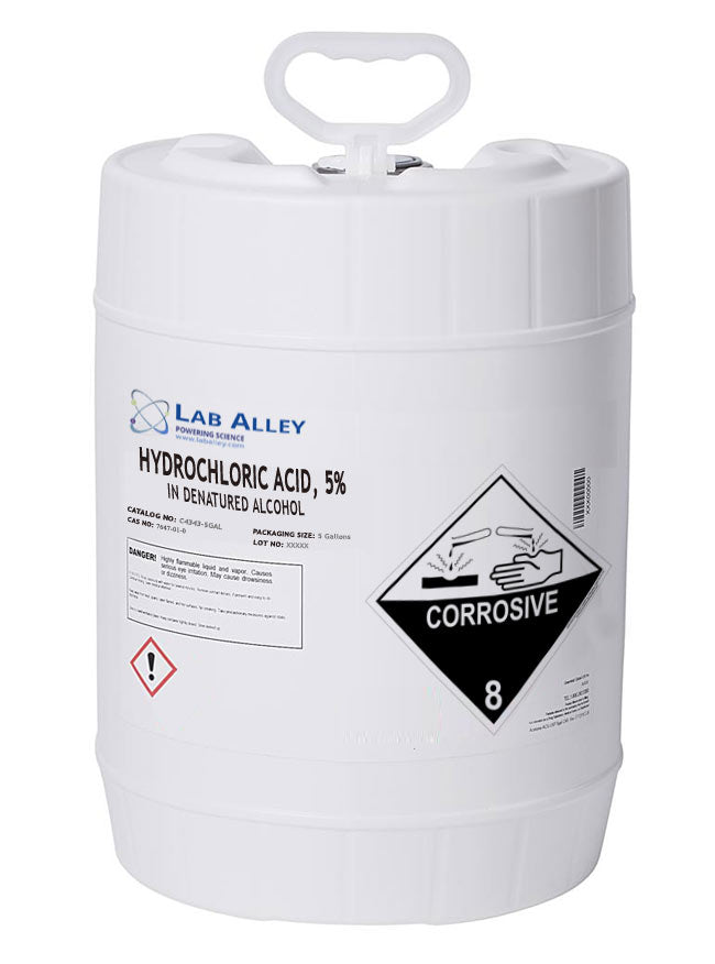 Hydrochloric Acid, 5% in Denatured Alcohol, 5 Gallon
