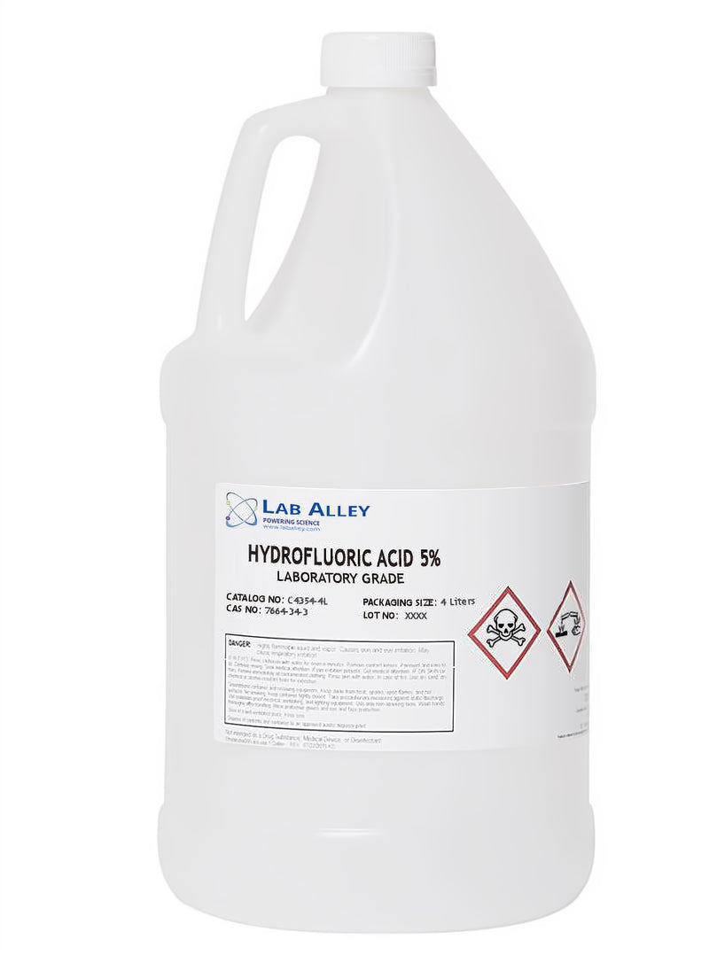 Hydrofluoric Acid, Lab Grade, 5%, 4 Liter