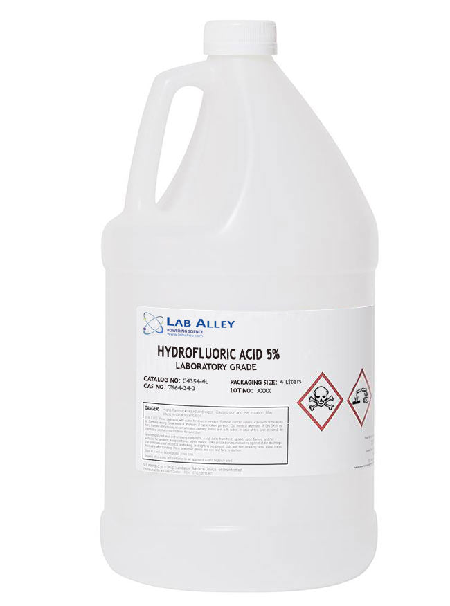 Hydrofluoric Acid, Lab Grade, 5%, 4 Liter