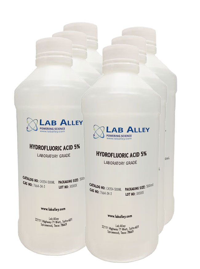 Hydrofluoric Acid, Lab Grade, 5%, 6x500mL