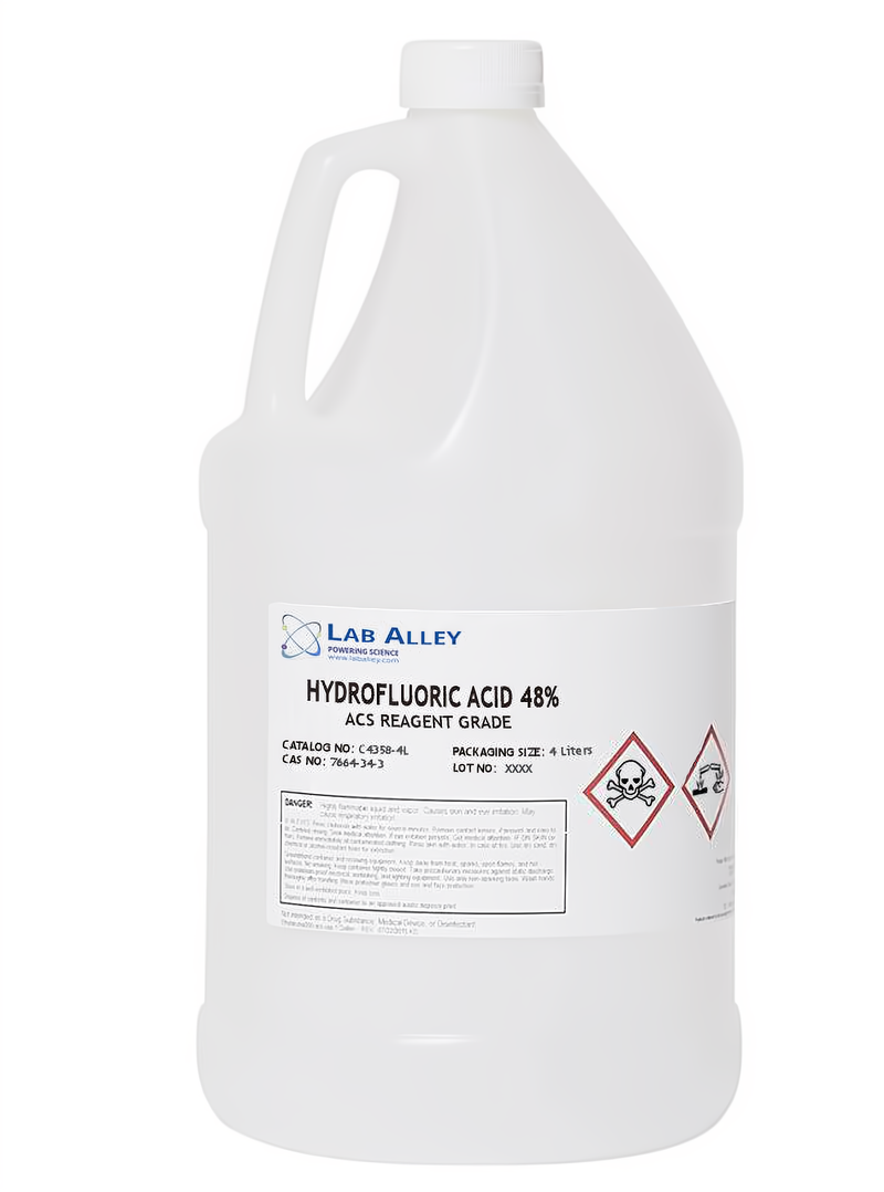 Hydrofluoric Acid 48% Solution (48-51%), ACS Reagent Grade, 4 Liters