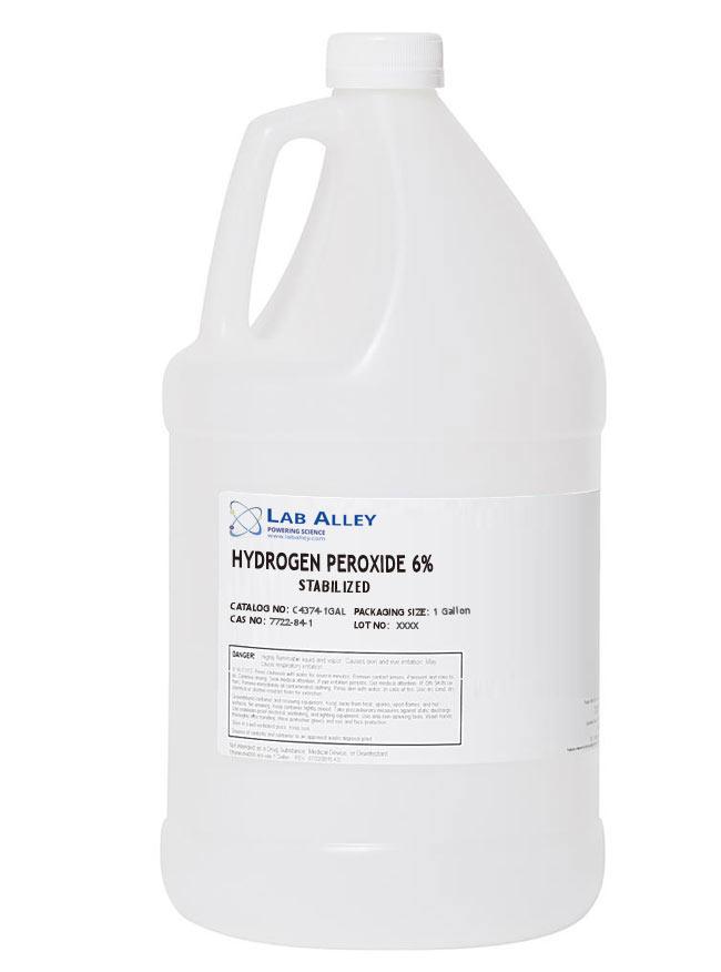 Hydrogen Peroxide, Lab Grade, 6% Stabilized, 1 Gallon