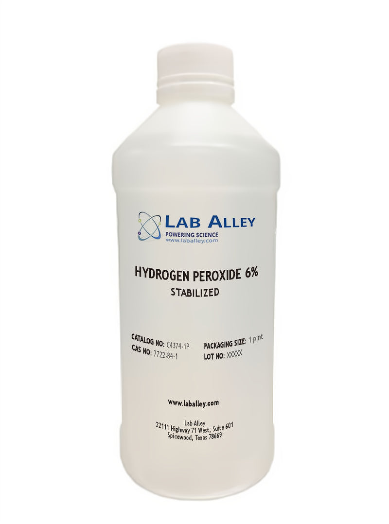 Hydrogen Peroxide, Lab Grade, 6% Stabilized, 1 Pint