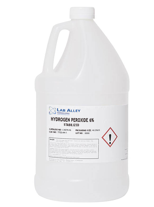 Hydrogen Peroxide, Lab Grade, 6% Stabilized, 4 Liter