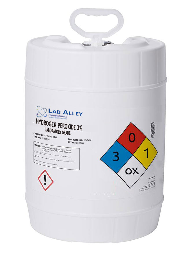 Hydrogen Peroxide, Lab Grade, 3%, 5 Gallon