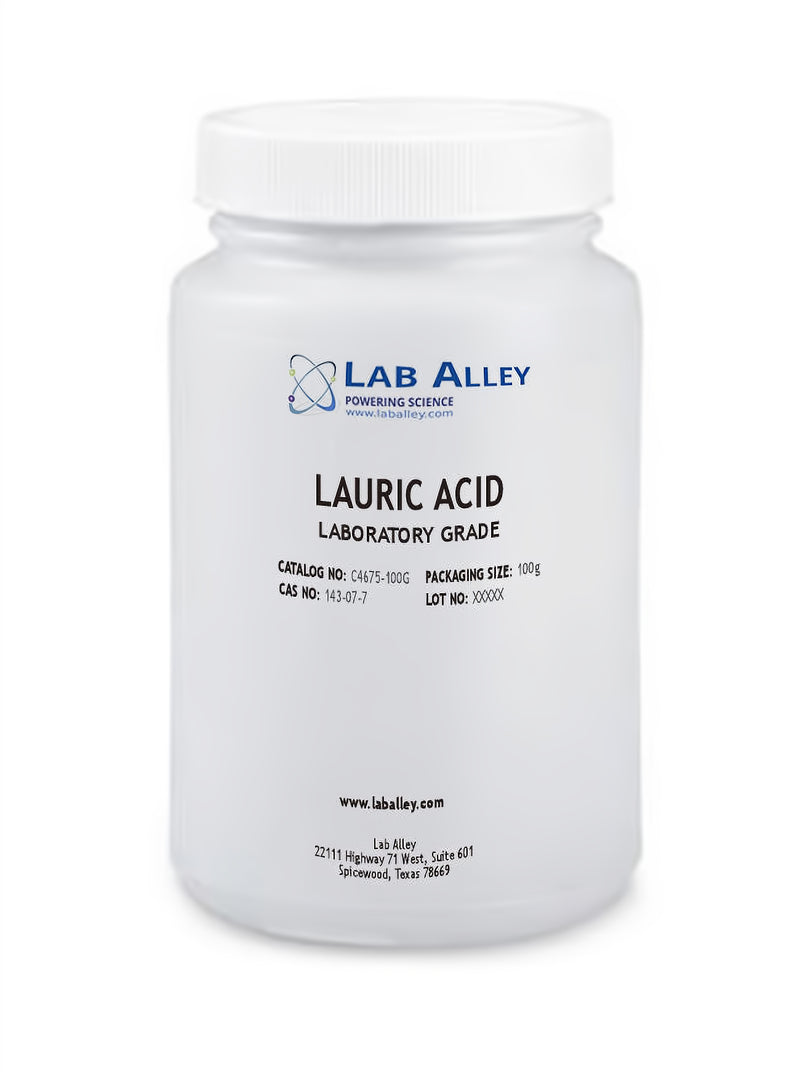 Lauric Acid, Lab Grade, 97%, 100 Grams