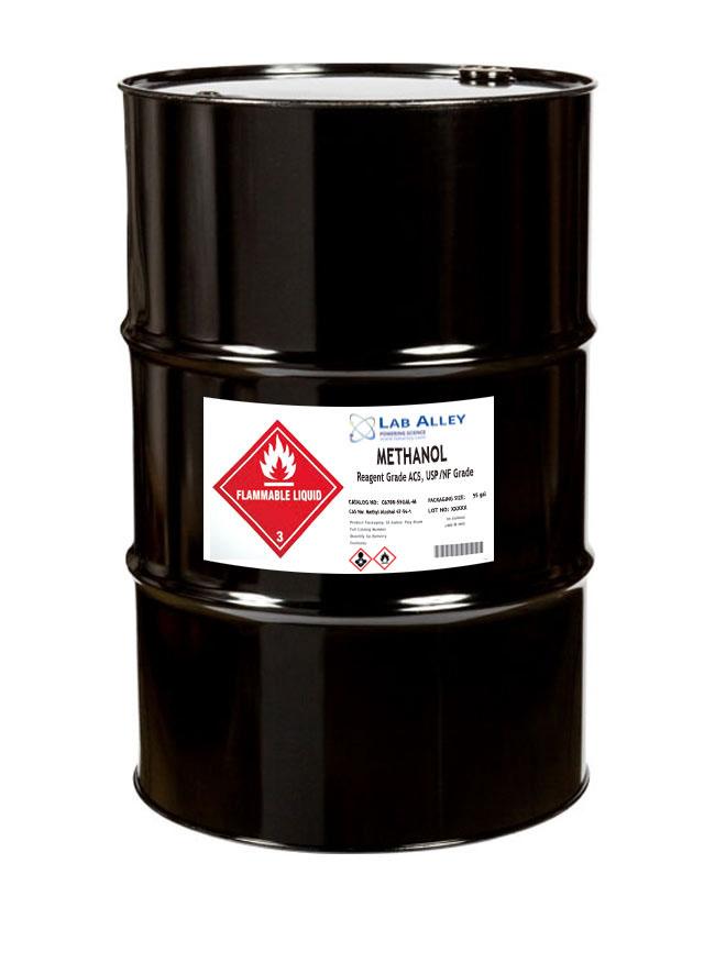 Methanol, Certified ACS Reagent/USP/NF Grade, ≥99.8%, 55 Gallon Drum, Metal