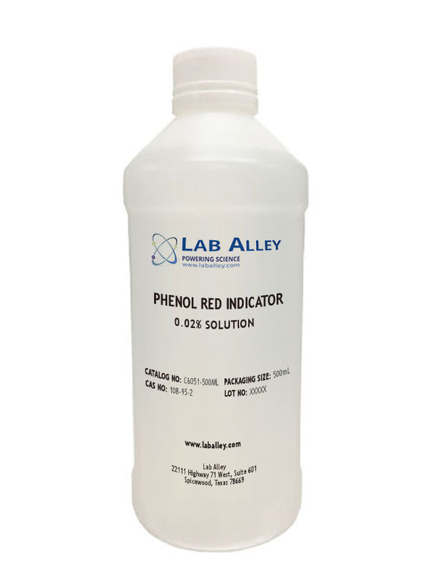 Phenol Red Indicator, 0.02%, 500mL
