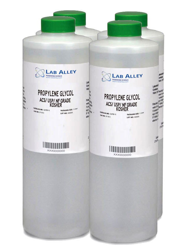 Propylene Glycol 99.5% USP/NF/FCC/Food Grade, Kosher, 4x1 Liter Case