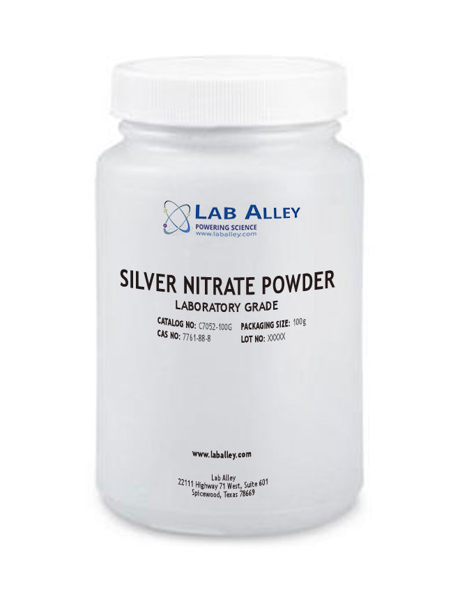 Silver Nitrate Powder, Lab Grade, 99%, 100 Grams