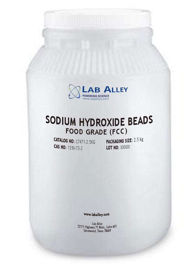 Sodium Hydroxide Beads FCC/Food Grade (Mesh Size 16 or 1.19mm)