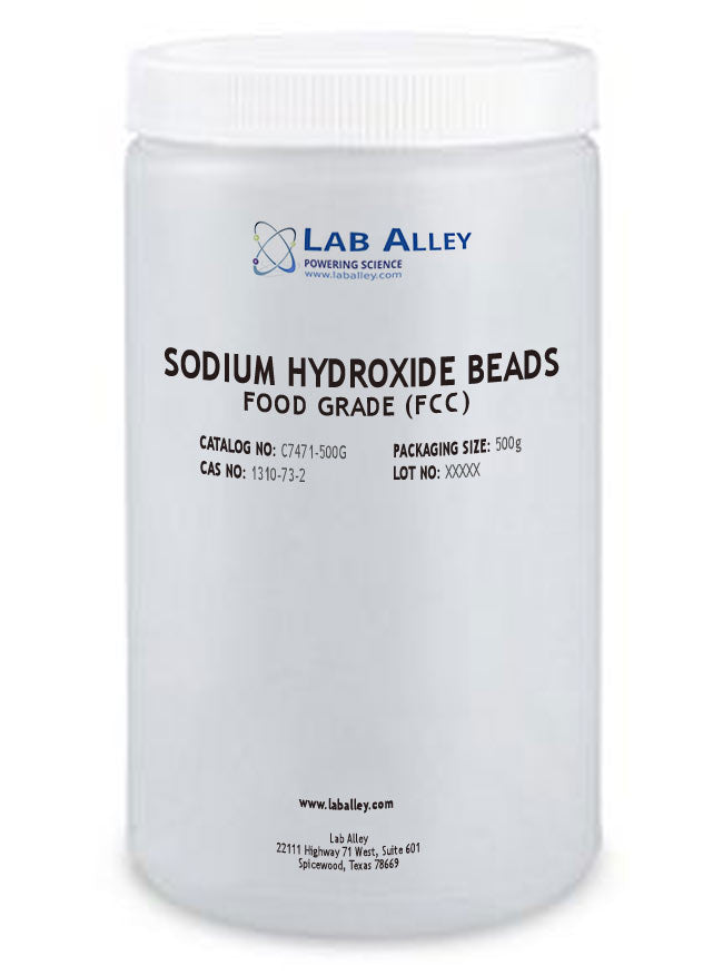 Florida Laboratories, Inc. Sodium Hydroxide, 12lbs (Pounds), Beads, 99.9% Pure Food Grade, Caustic Soda, Lye
