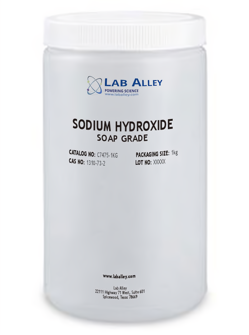 Sodium Hydroxide Beads, Soap Grade (98%), 1kg