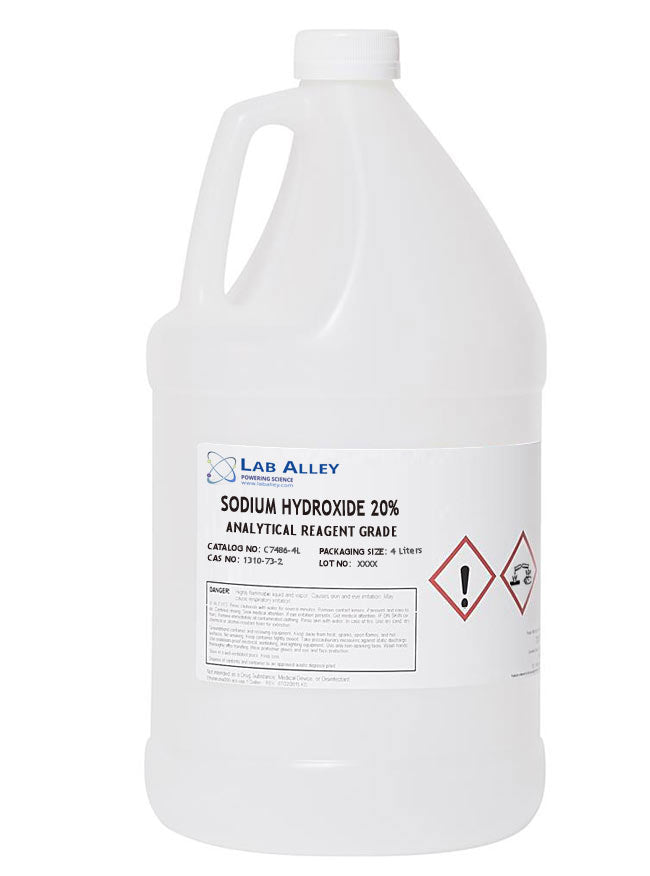 Sodium Hydroxide, Analytical Reagent Grade, 20%, 4 Liter
