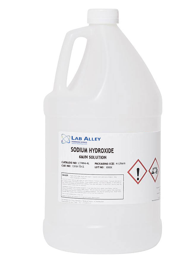 Sodium Hydroxide, Lab Grade, 6M/N (15%), 4 Liter
