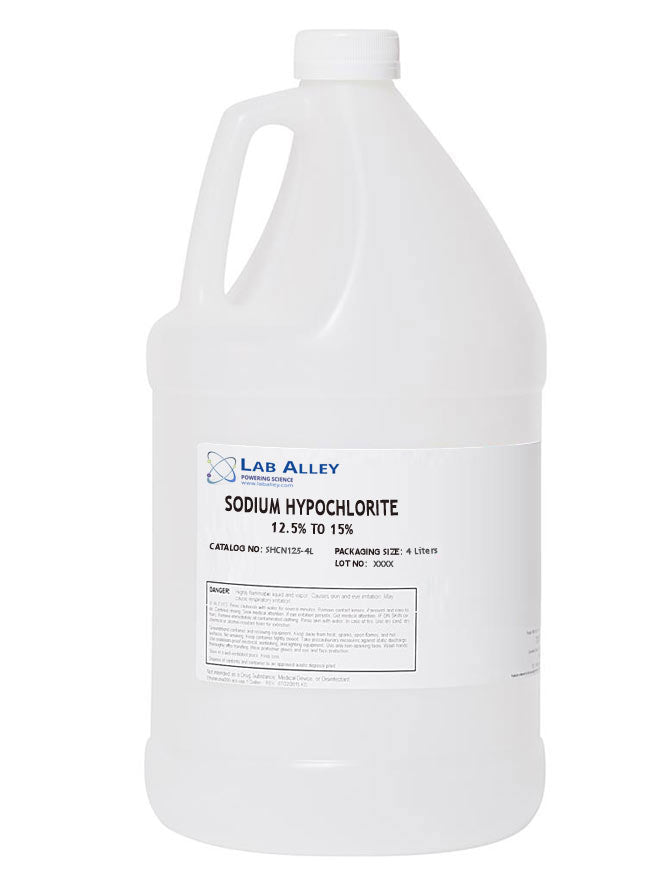 Sodium Hypochlorite, 12.5%, 4 Liters