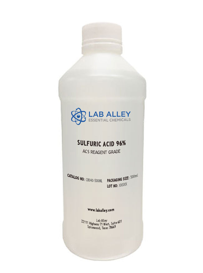 Sulfuric Acid 96% ACS Reagent Grade Solution (95-98%, Concentrated H2SO4), 500mL