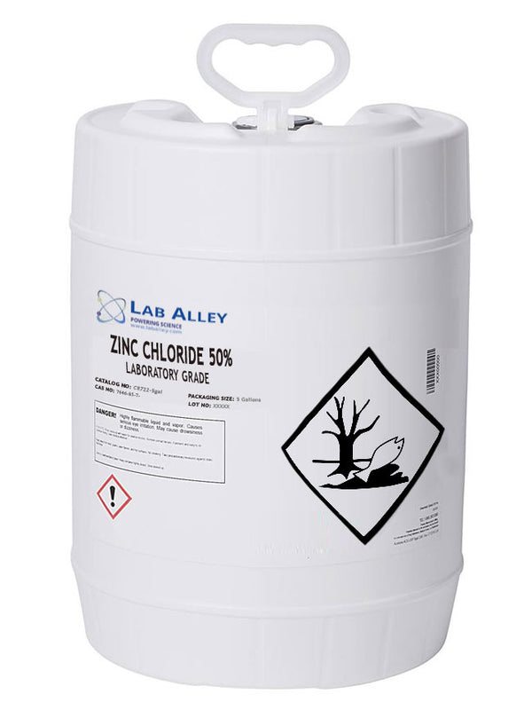 Zinc Chloride, Lab Grade, 50%, 5 Gallon Pail