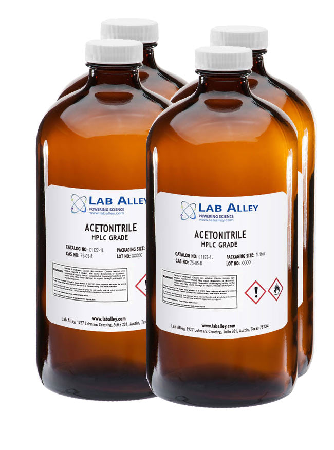 Acetonitrile, HPLC Grade, 99.9%, 4x1L