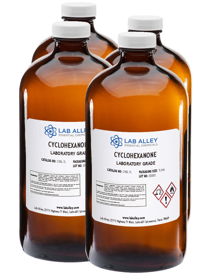 Cyclohexanone, Lab Grade, 4 x 1 Liter Case