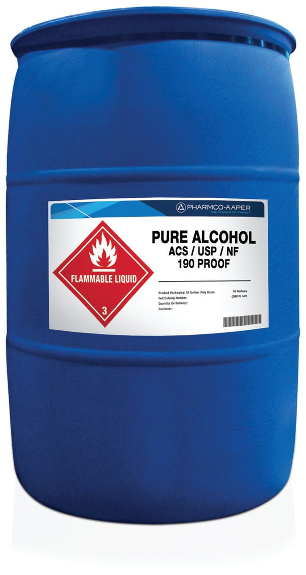 Discounts on 55 gallon drum of 190 proof ethyl alcohol 95% USP/NF grade