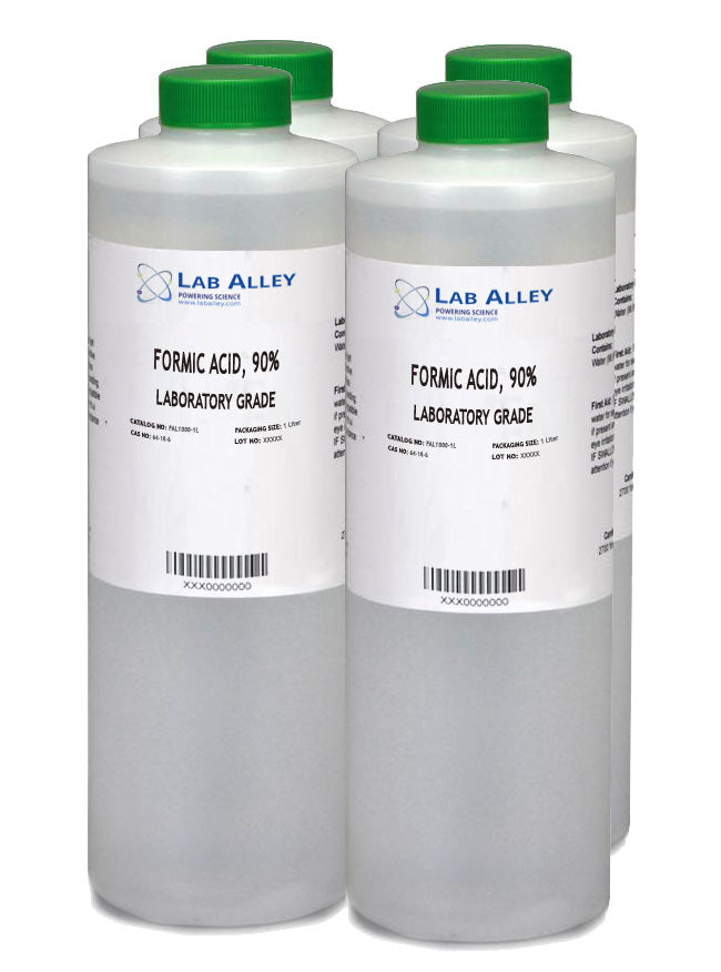 Formic Acid, Lab Grade, 90%, 4x1L