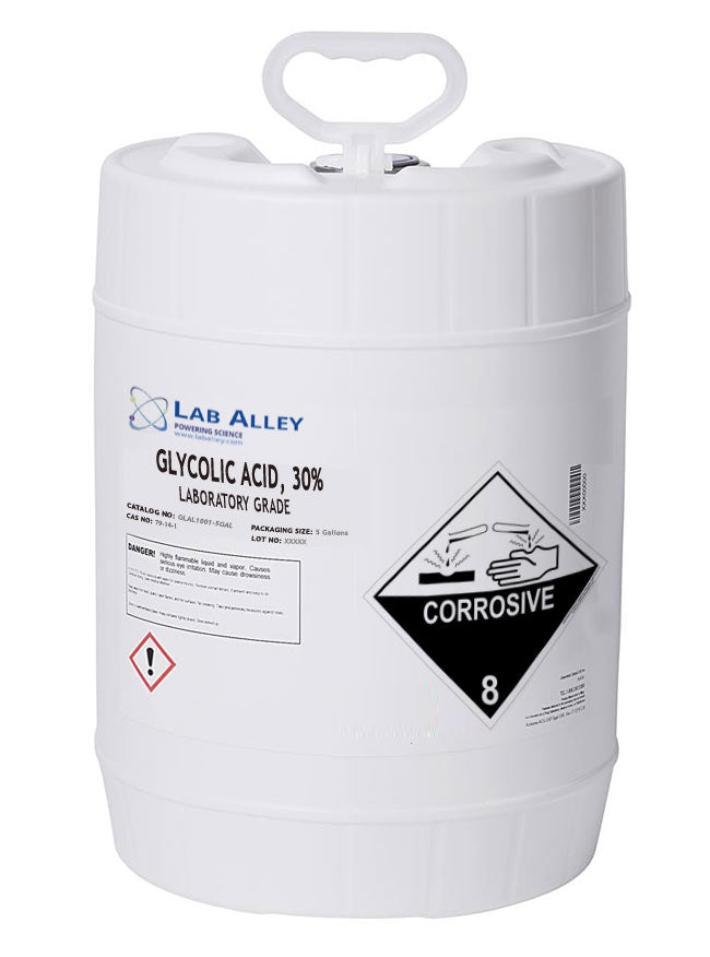 Glycolic Acid, Lab Grade, 30%, 5 Gallons