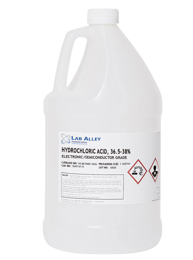 Hydrochloric Acid, Electronic Grade / Semiconductor Grade, 36.5-38%, 1 Gallon