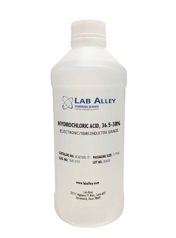 Hydrochloric Acid, Electronic Grade / Semiconductor Grade, 36.5-38%, 1 Pint