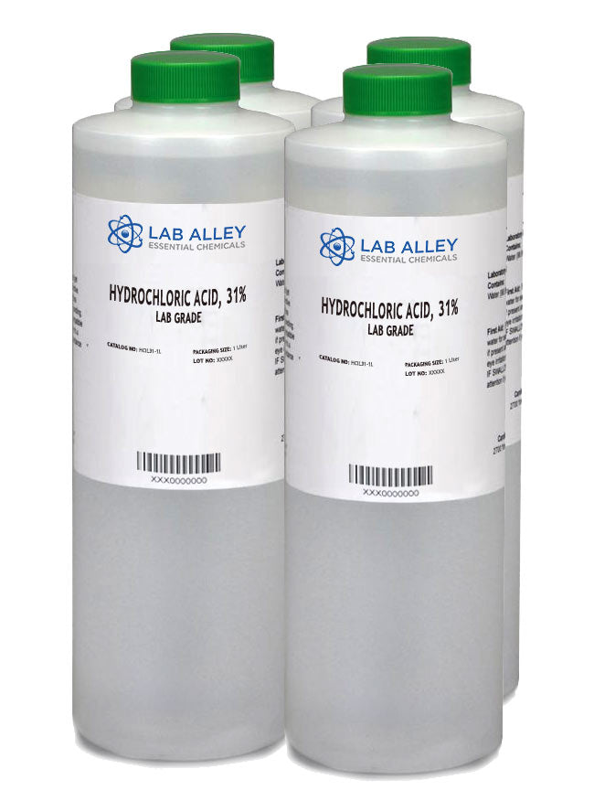Hydrochloric Acid 31%, Lab Grade, 4 x 1 Liter Case