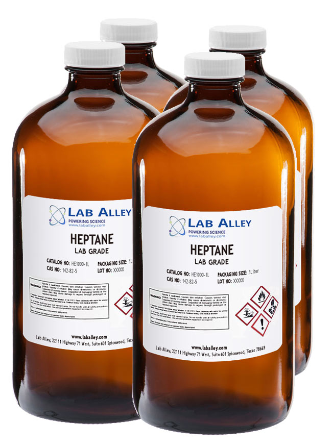 Heptane, Lab Grade, 4x1 Liter