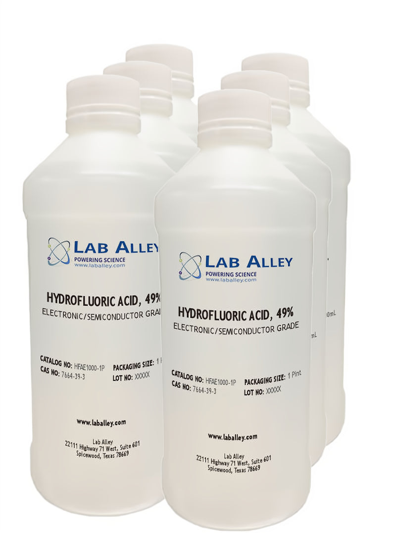 Hydrofluoric Acid, Electronic Grade / Semiconductor Grade, 49%, 6x1 Pint