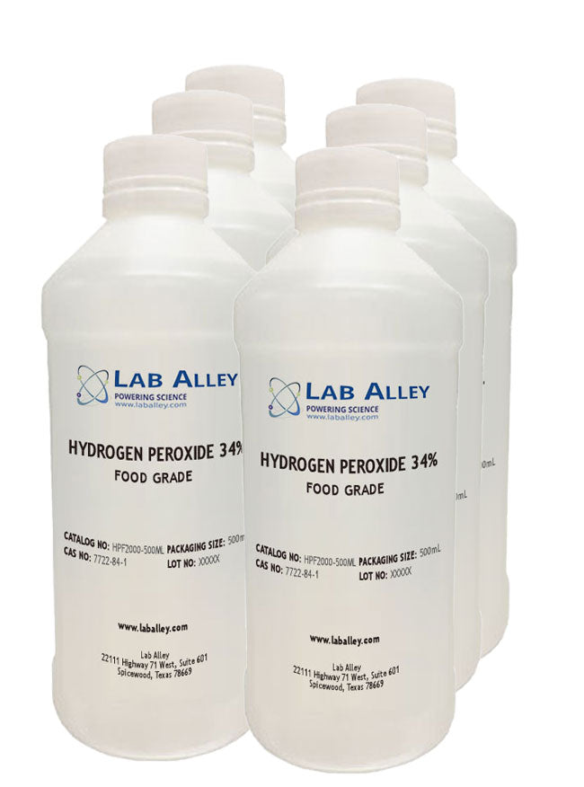 LabAlley Hydrogen Peroxide 34% Food Grade, 6x 500mL