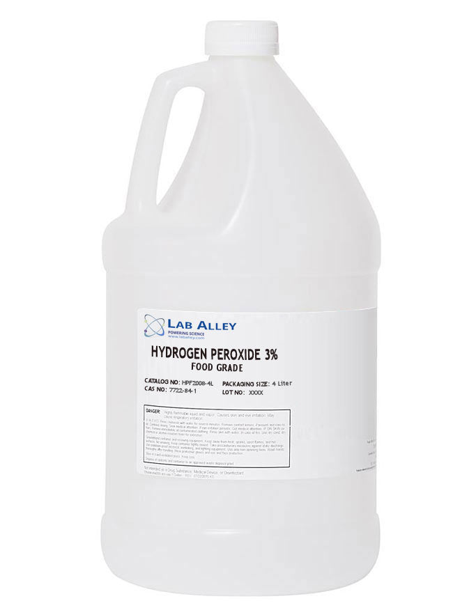Hydrogen Peroxide, Food Grade, 3%, 4 Liters