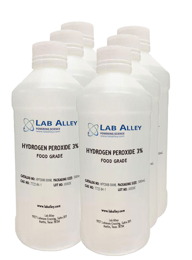 Hydrogen Peroxide, Food Grade, 3%, 6x500mL