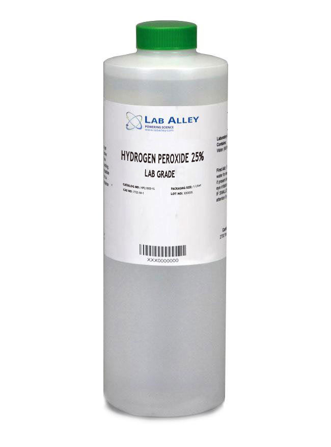 Hydrogen Peroxide, Lab Grade, 25%, 1 Liter