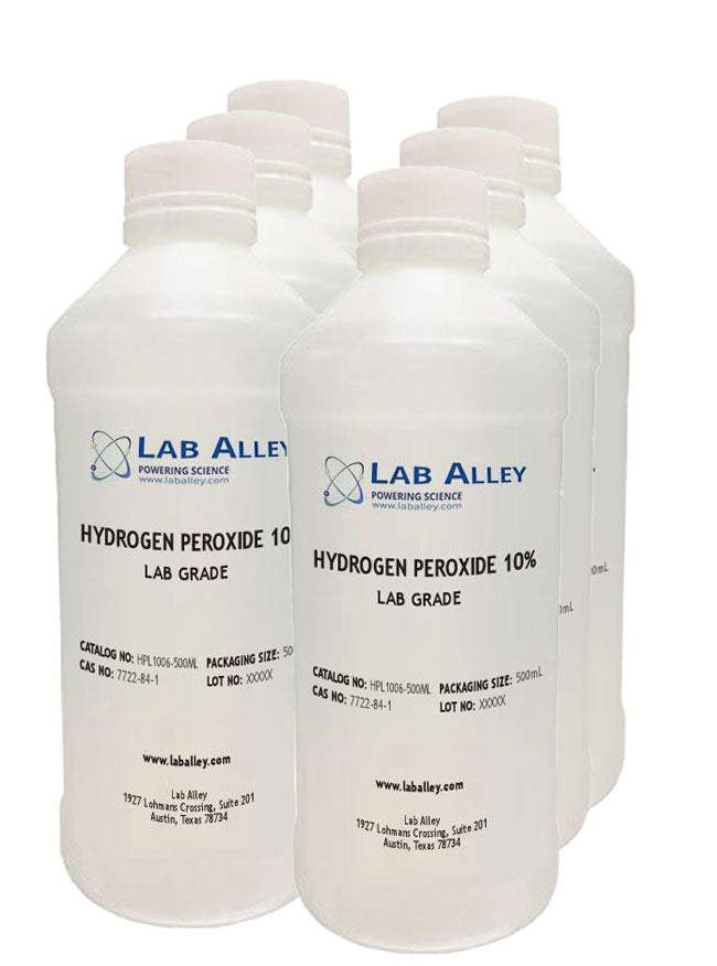 Hydrogen Peroxide, Lab Grade, 10%, 6x500mL