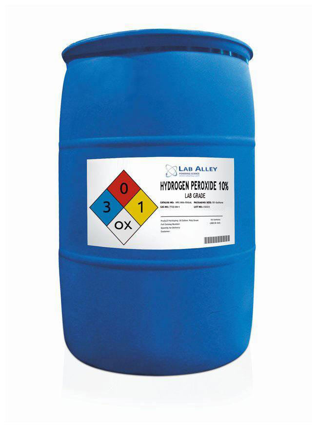 Hydrogen Peroxide, Lab Grade, 10%,  55 Gallons