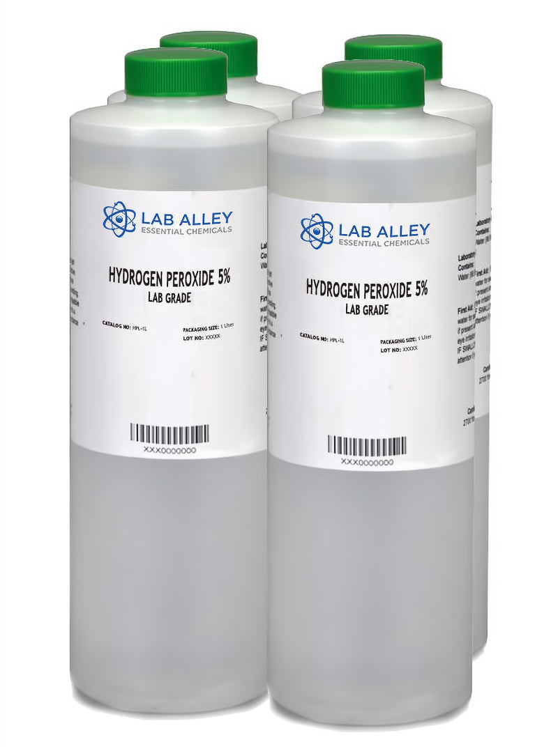 Hydrogen Peroxide 5% Solution, Lab Grade, 4 x 1 Liter Case