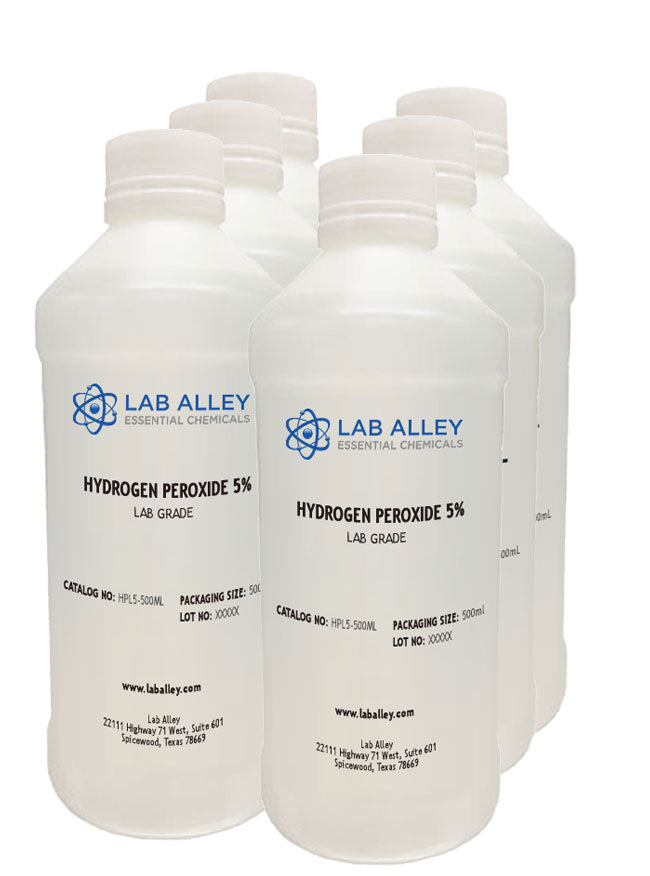 Hydrogen Peroxide 5% Solution, Lab Grade, 6 x 500mL Case