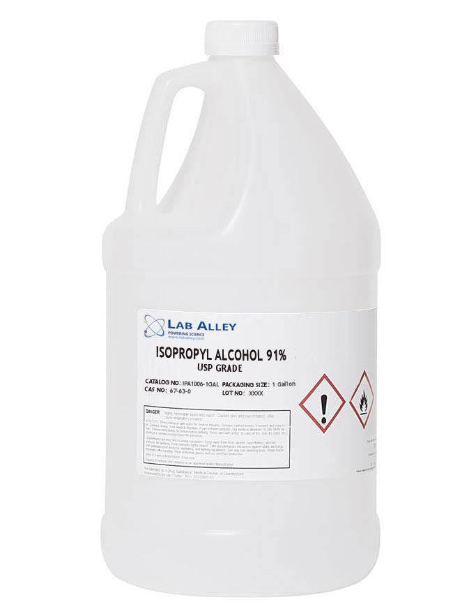 Isopropyl Alcohol, USP Grade, 91% 1 Gallon Bottle
