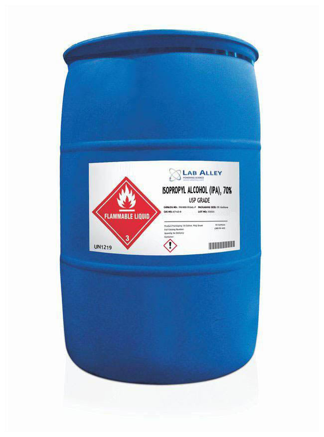 Isopropyl Alcohol, USP Grade, 70% 55 Gallons Poly Drum