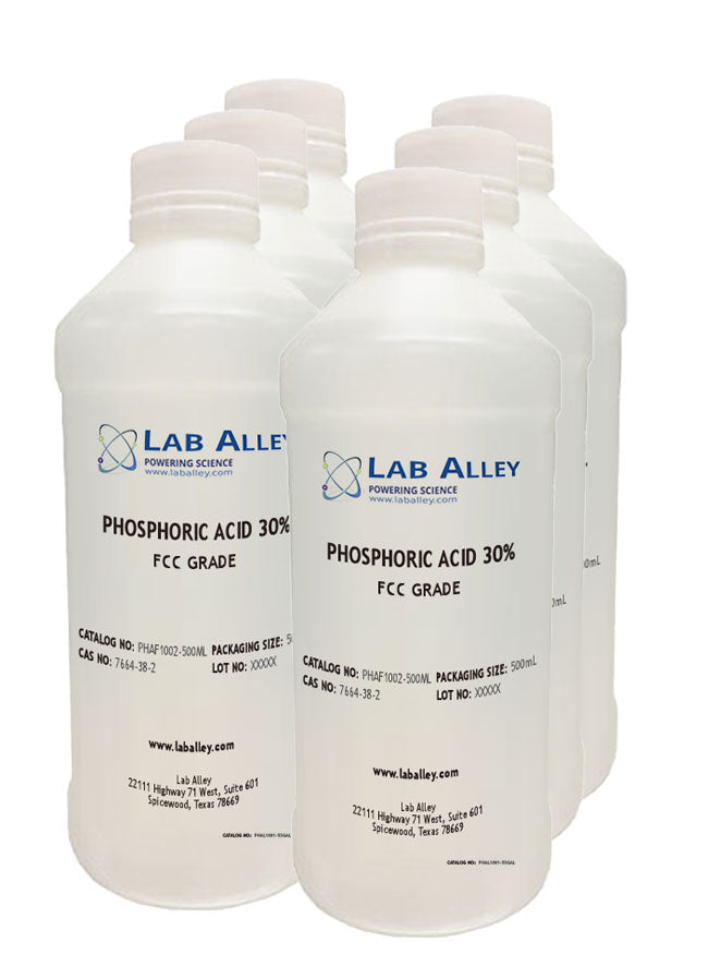 Phosphoric Acid, FCC Grade, Kosher, 30%, 6x500mL