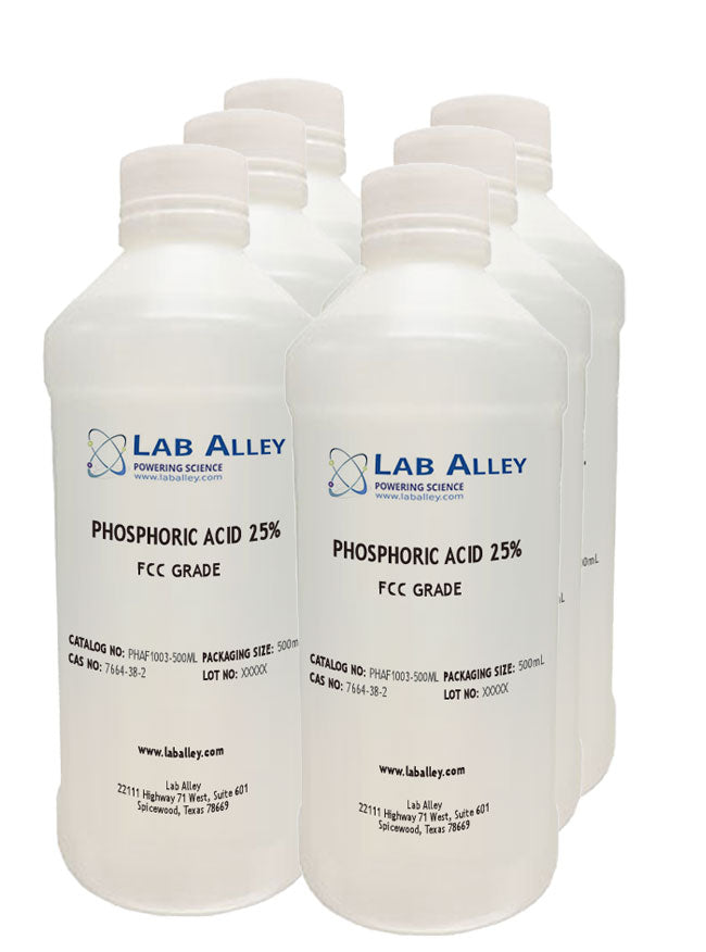Phosphoric Acid, FCC Grade, Kosher, 25%, 6x500mL