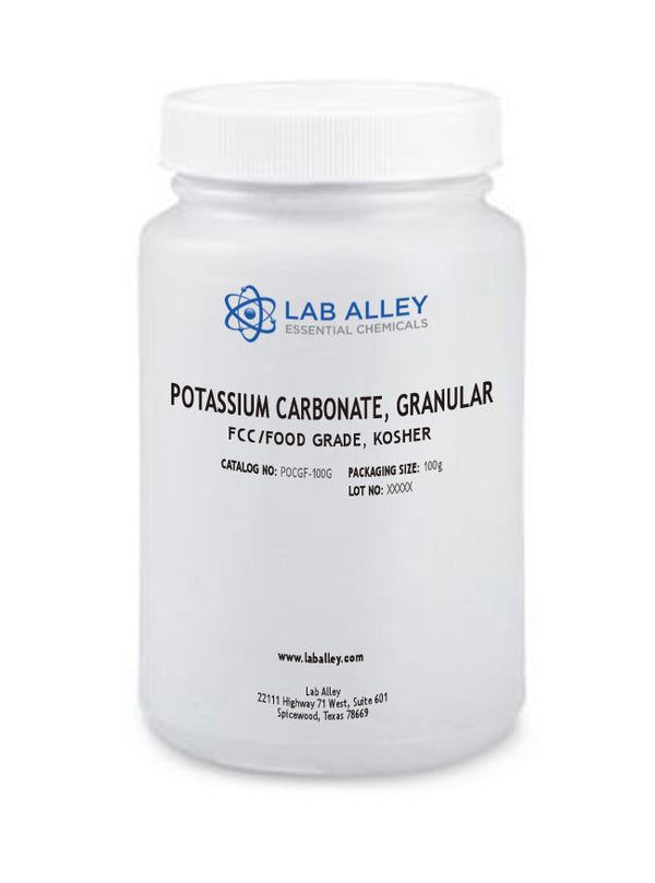 Potassium Carbonate, Granular, FCC/Food Grade, Kosher, 100g