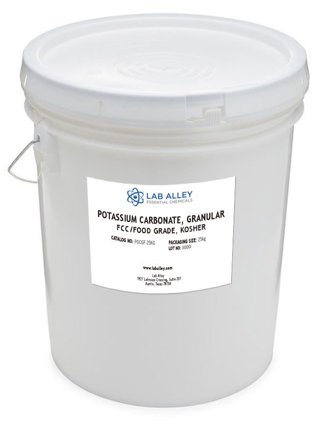 Potassium Carbonate, Granular, FCC/Food Grade, Kosher, 25kg
