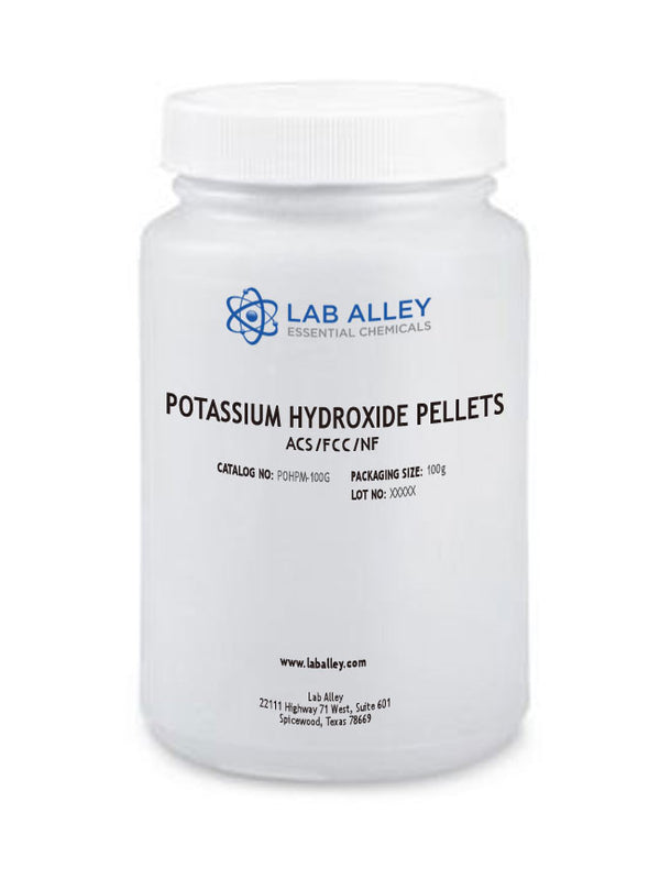 Potassium Hydroxide Pellets ACS/FCC/NF, 100 Grams
