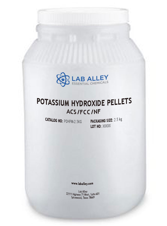 Potassium Hydroxide Pellets ACS/FCC/NF, 2.5 Kilograms