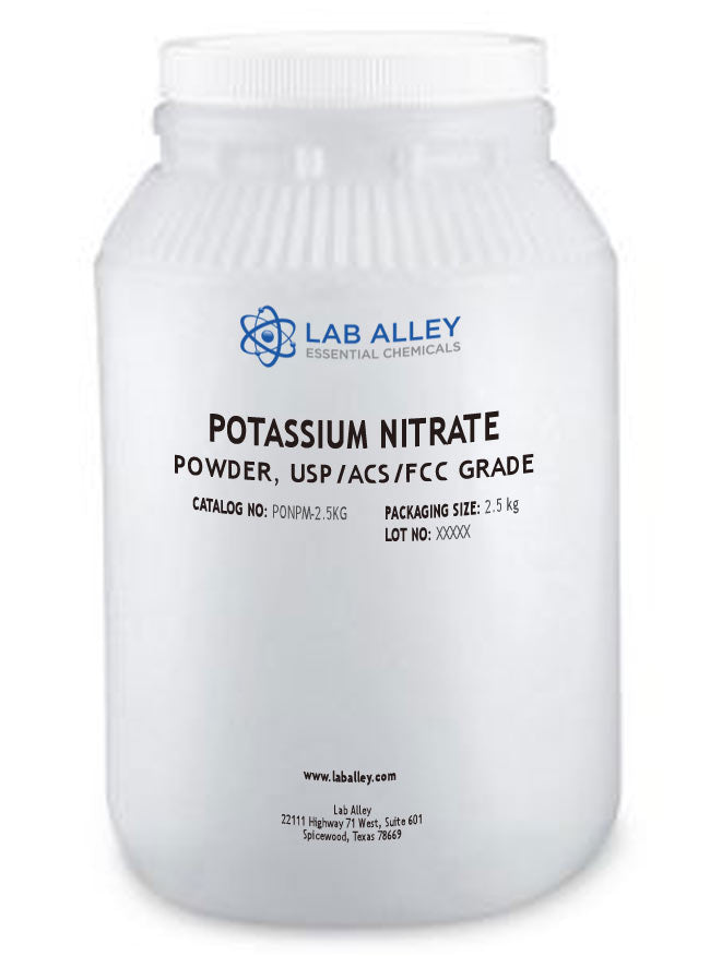 Potassium Nitrate Powder, USP/ACS/FCC Grade, 2.5 Kilograms